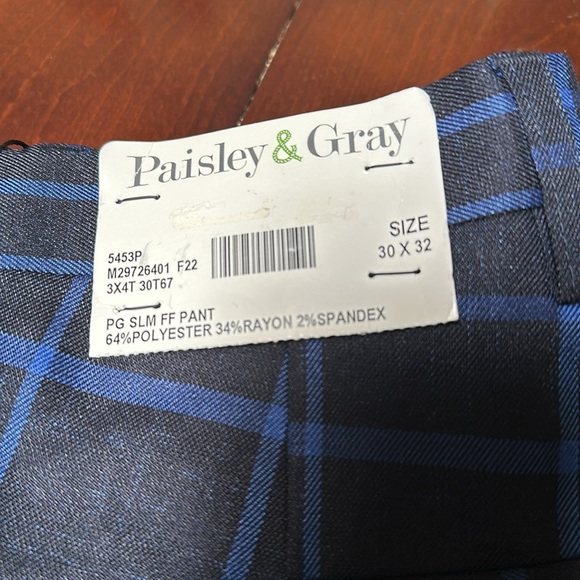 Paisley & Gray New Slim Fit Pants for Man Size 30/32 Navy Blue & Royal Blue - Picture 3 of 6